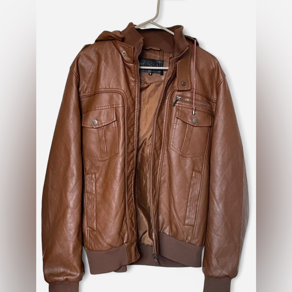 Classic Brown Faux Leather Jacket for Men